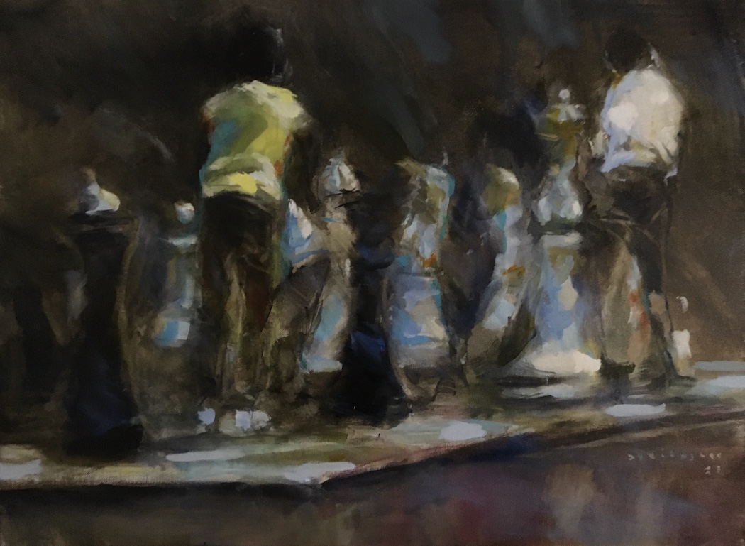 Chess Situation, painting by J.Klingler, 2023, Oil on Canvas, 61x45cm
