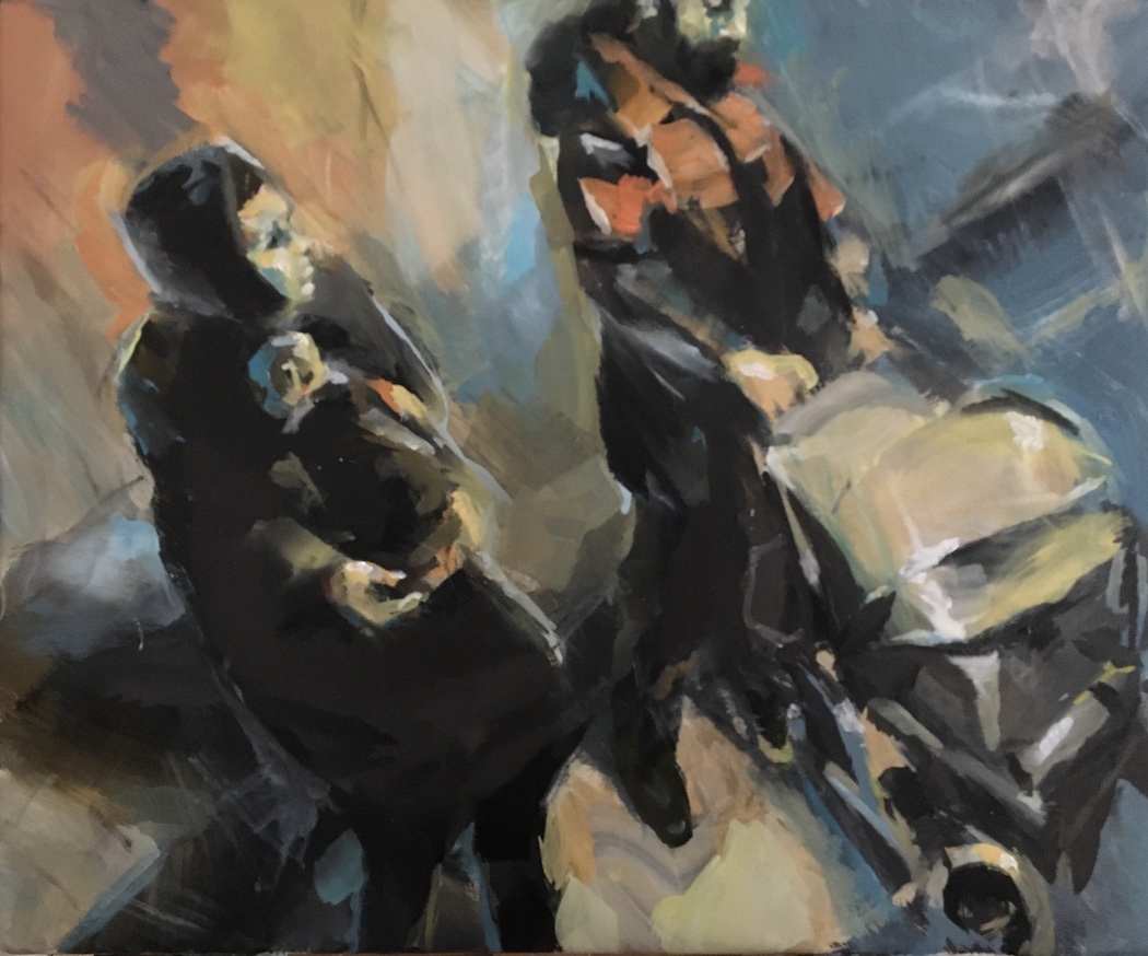 Couple with Child, painting by J.Klingler, Oil on Canvas, 60x50cm, Commission 900.-