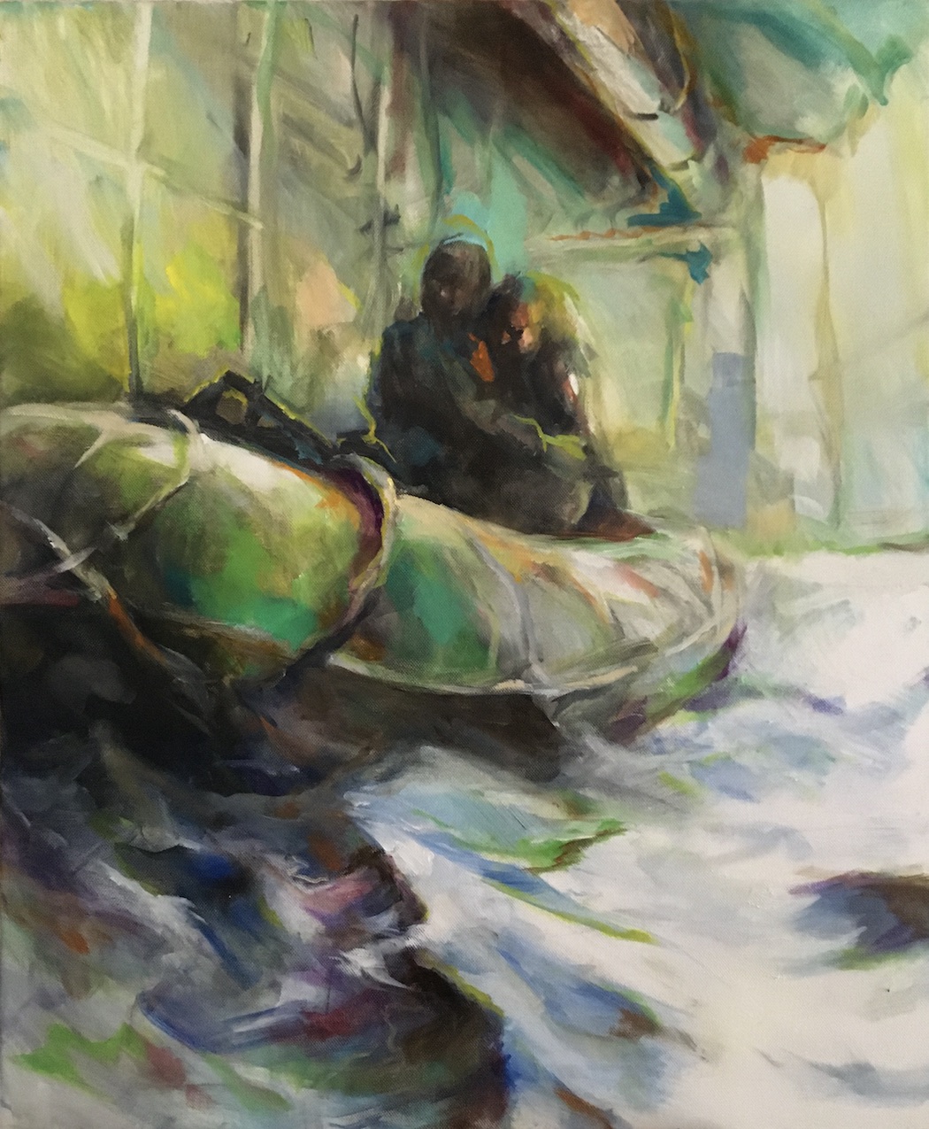Down Stream, painting by J.Klingler, 2024, Oil on Canvas