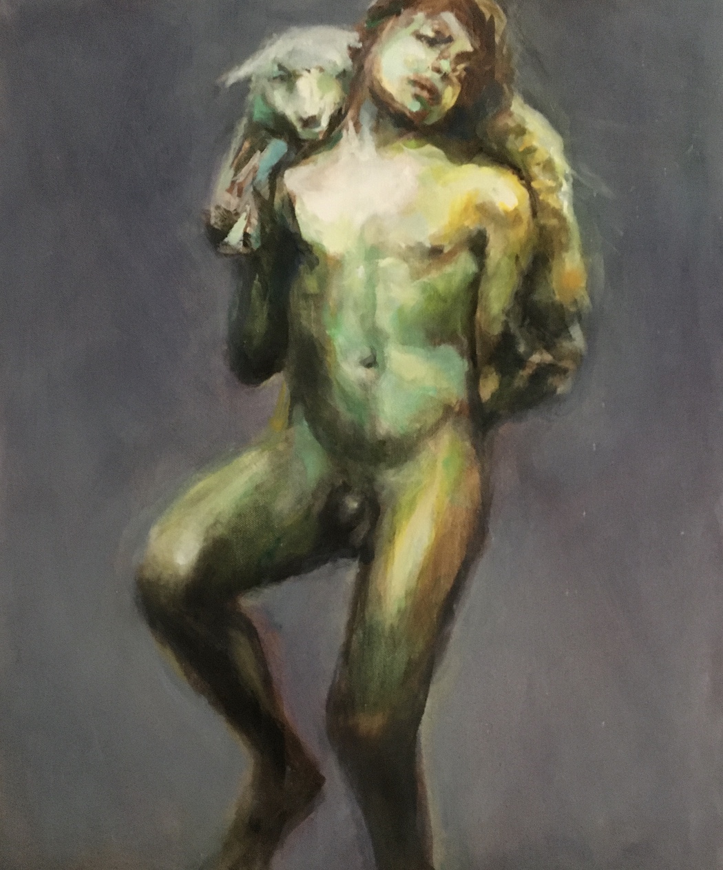 Shepherd, painting by J.Klingler, Oil on Canvas, 50x60cm, Commission 1120.-