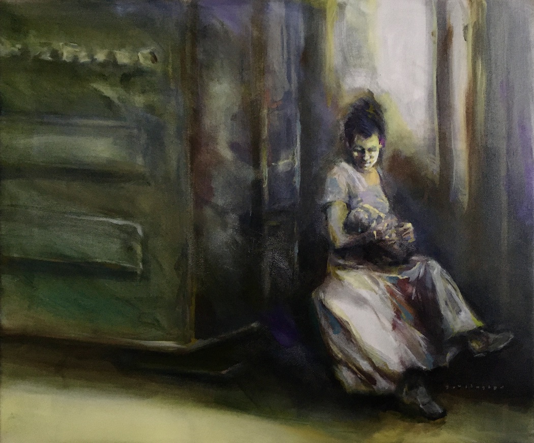 The Weight, painting by J.Klingler, 2023, Oil on Canvas, 60x50cm