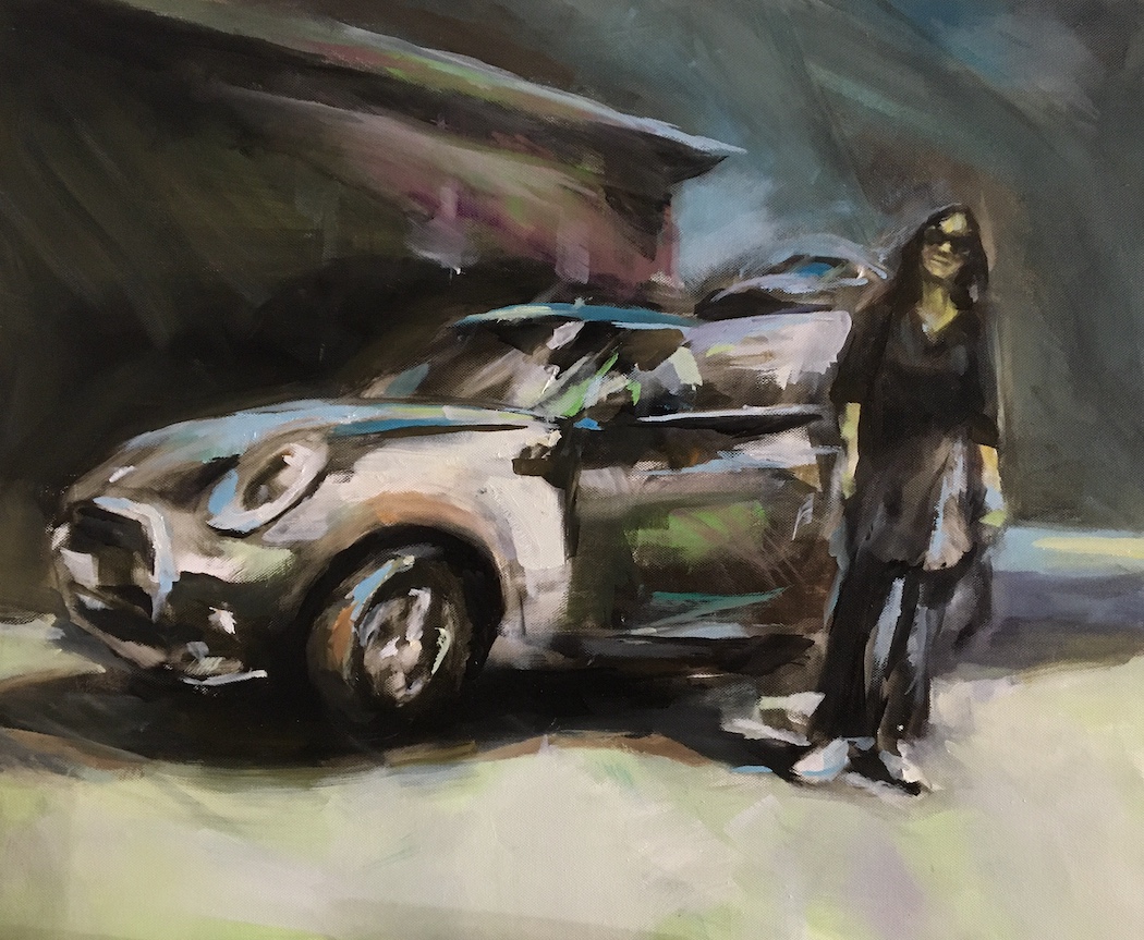 Woman Touring, painting by J.Klingler, Oil on Canvas, 60x50cm, Commission 900.-