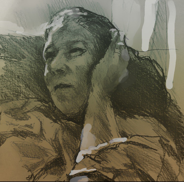 Drawing Woman on Sofa