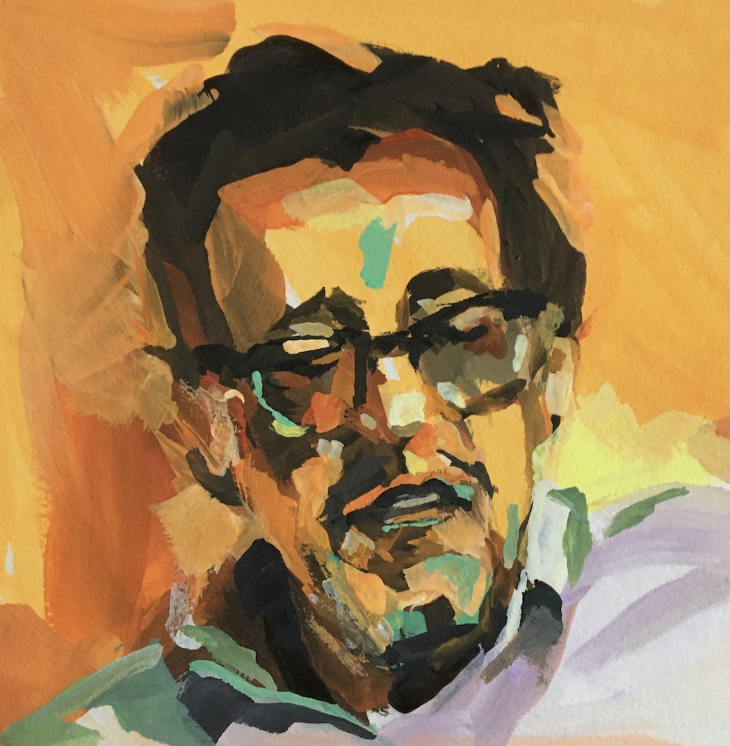 Portrait, painting, Gouache on Paper, on Commission 90.-