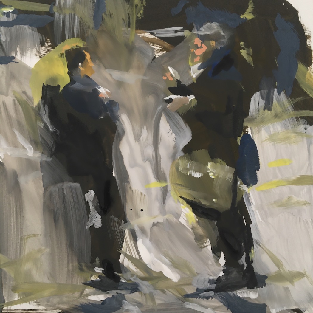 People Talking, painting, Gouache on Paper, on Commission 90.-